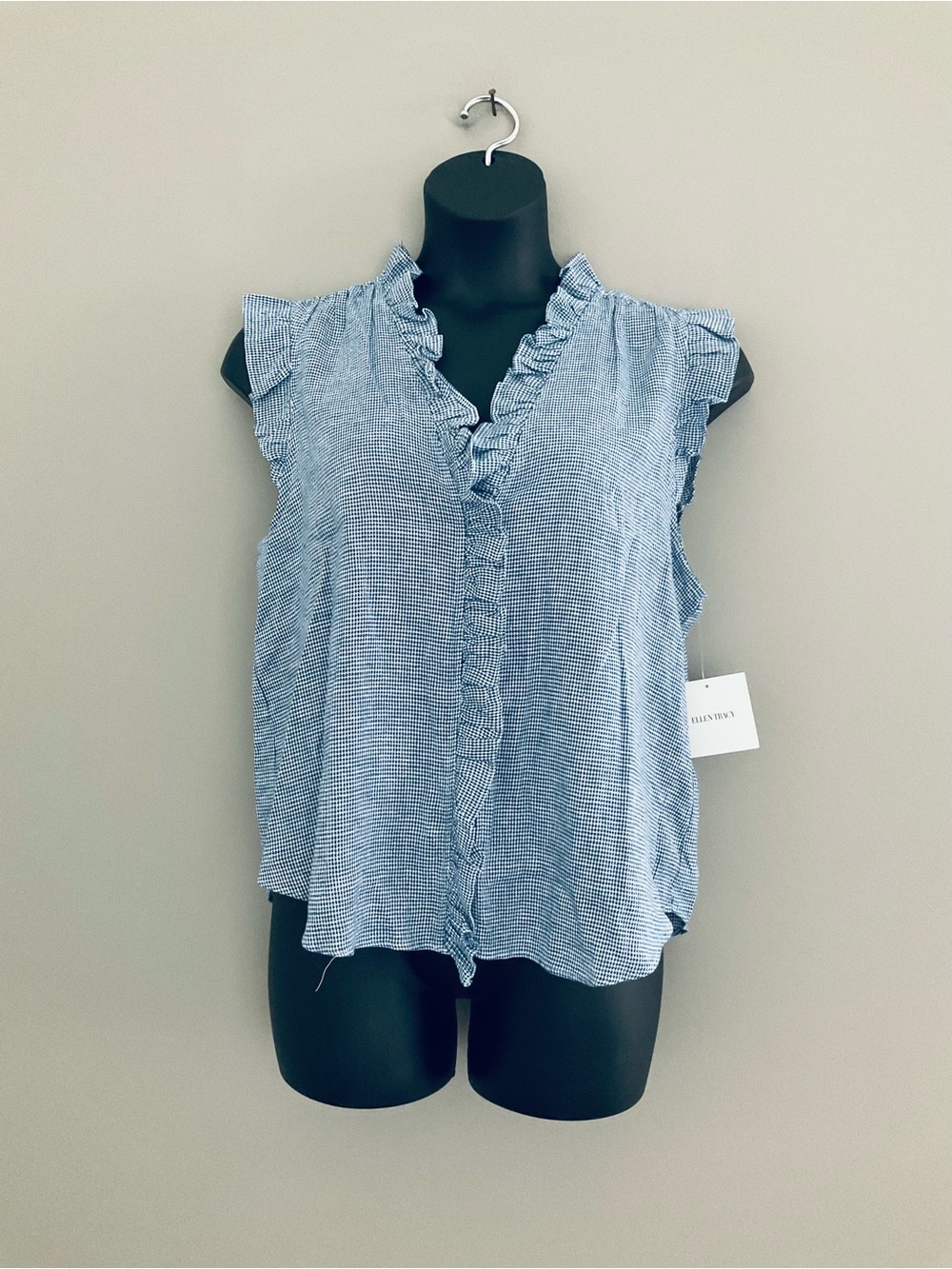 Ellen Tracy, NWT, Blue & White, Sleeveless Top